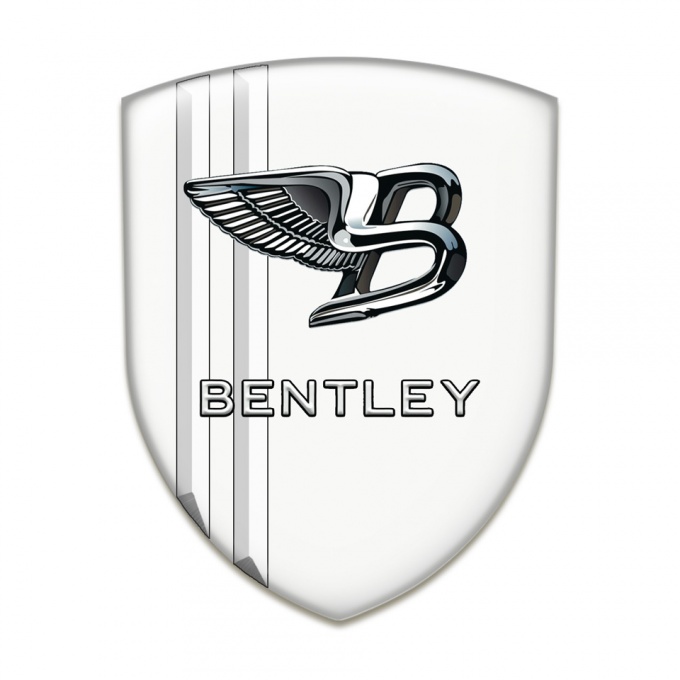 Bentley Auto Emblem White Base Nikel Effect Logo 