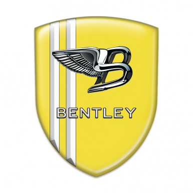 Bentley Emblem Badge Logo Yellow Base White Lines style 