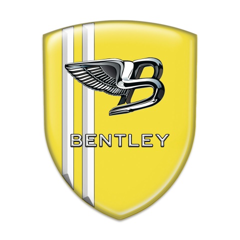 Bentley Emblem Badge Logo Yellow Base White Lines style 