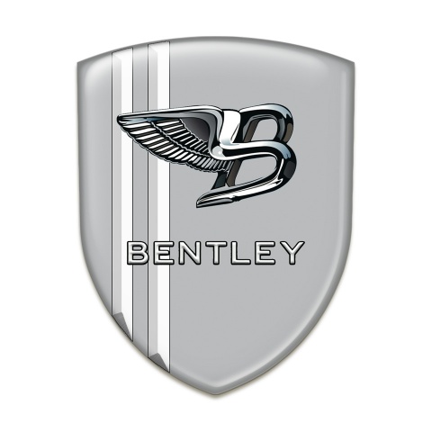 Bentley Self Adhesive Emblem Logo Gray Base White Lines 