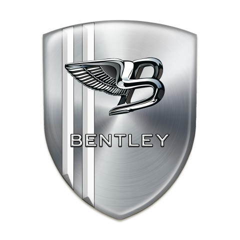 Bentley Domed Emblem Silver Base White Lines Style 