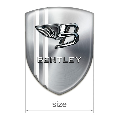 Bentley Domed Emblem Silver Base White Lines Style 