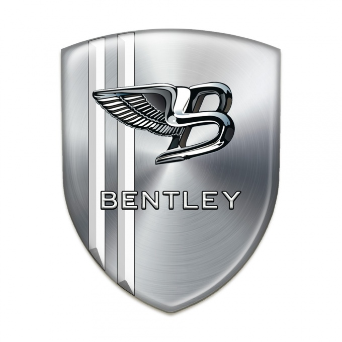 Bentley Domed Emblem Silver Base White Lines Style 