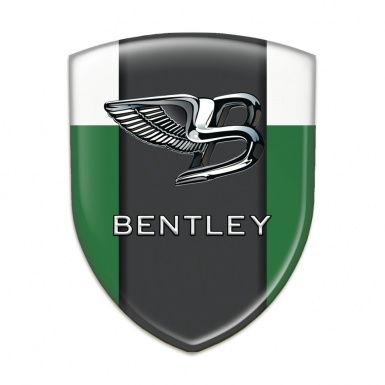 Bentley Silicone Car Decal Badge Green White Background Nikel Effect logo 