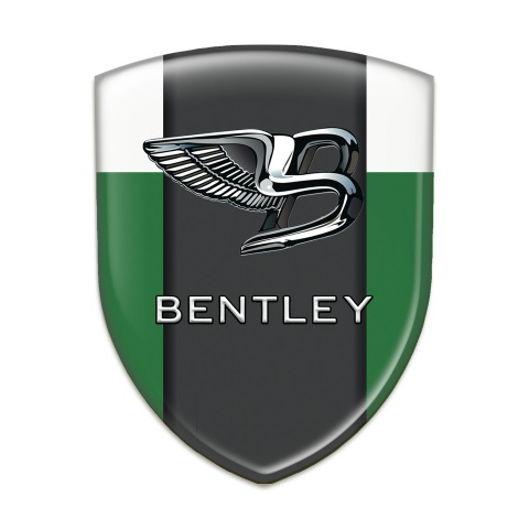 Bentley Silicone Car Decal Badge Green White Background Nikel Effect logo 