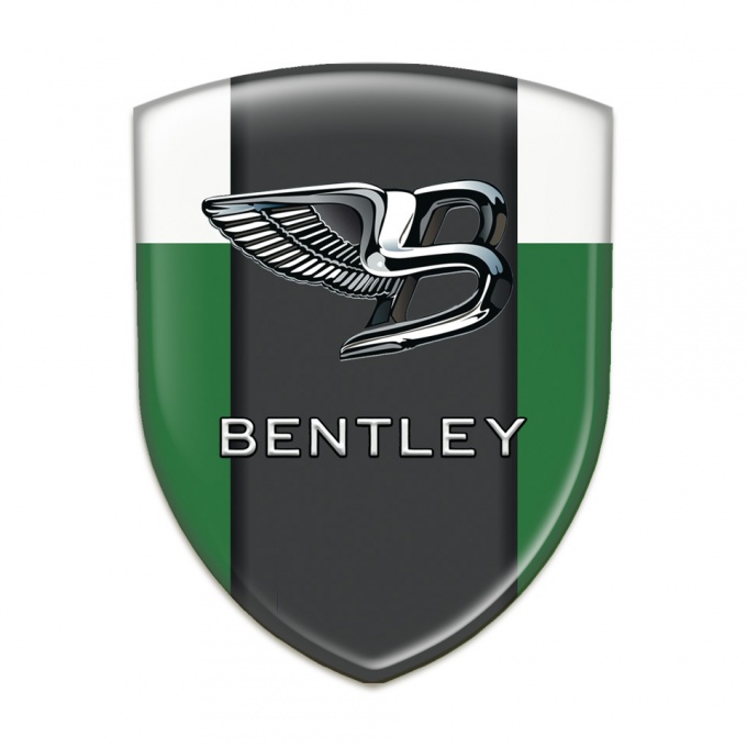 Bentley Silicone Car Decal Badge Green White Background Nikel Effect logo 