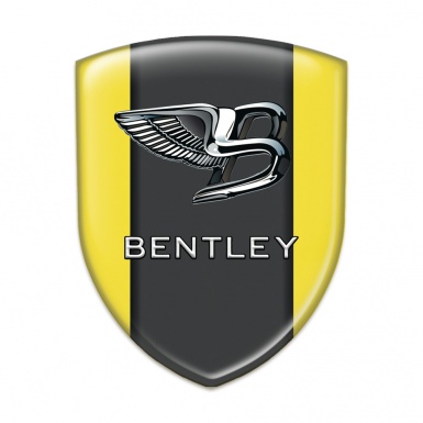 Bentley Auto Emblem Yellow Background nikel Effect Logo 