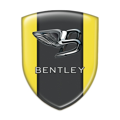 Bentley Auto Emblem Yellow Background nikel Effect Logo 
