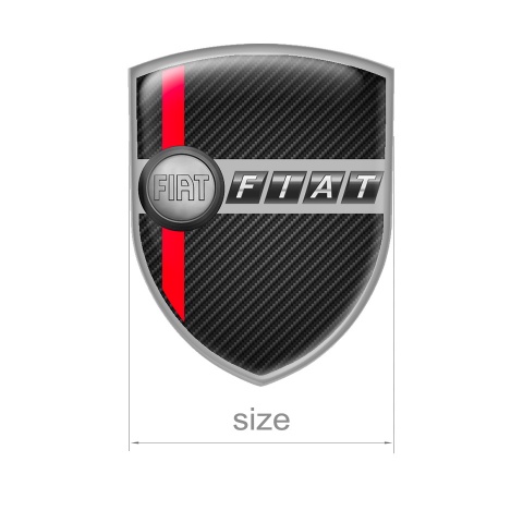 Fiat Shield Emblem Silicone Carbon Grey Logo Red Line
