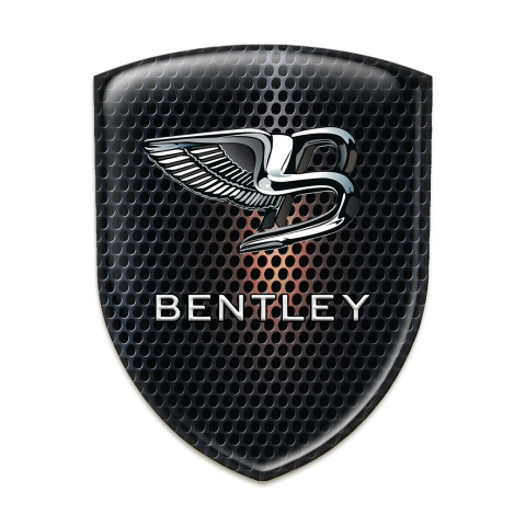 Bentley Emblem Badge Logo Dark Perforated Metal with Orange Shadow