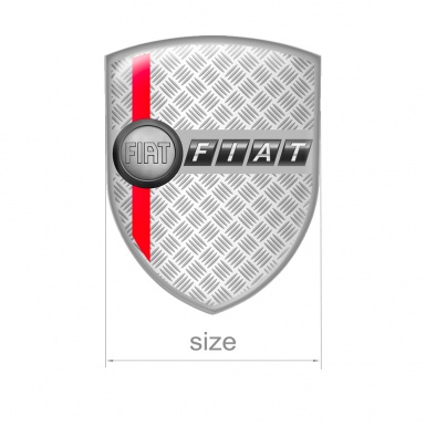 Fiat Shield Emblem Silicone Steel Grey Logo Red Line