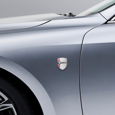 Fiat Shield Emblem Silicone Steel Grey Logo Red Line