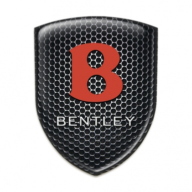 Bentley Self Adhesive Car logo Emblem Perforated Steel base Red Logo 