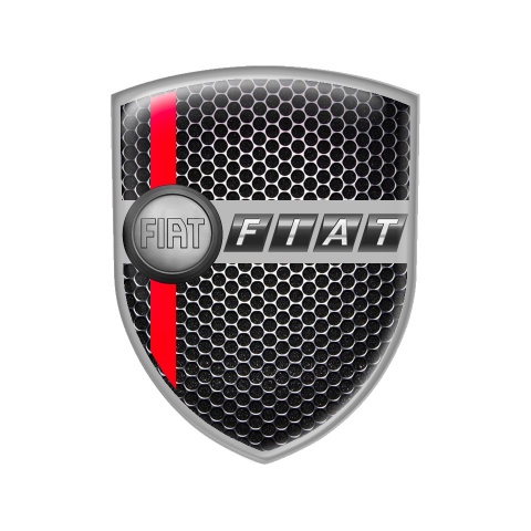 Fiat Shield Silicone Emblem Steel Grey Logo Red Line