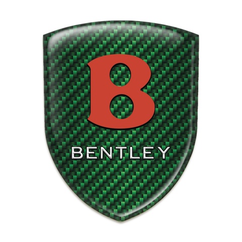 Bentley Emblem Badge Logo Green Carbon base Red logo 