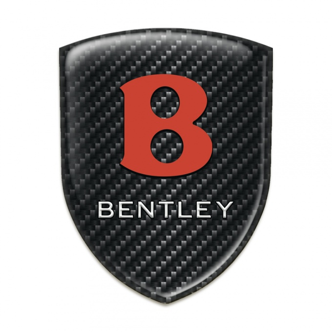 Bentley Emblem Badge Logo Black Fibers Base Red Logo 