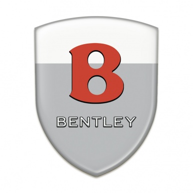 Bentley 3D Gel Emblem Gray White Base Red Logo 
