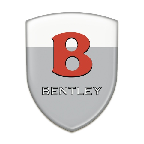 Bentley 3D Gel Emblem Gray White Base Red Logo 