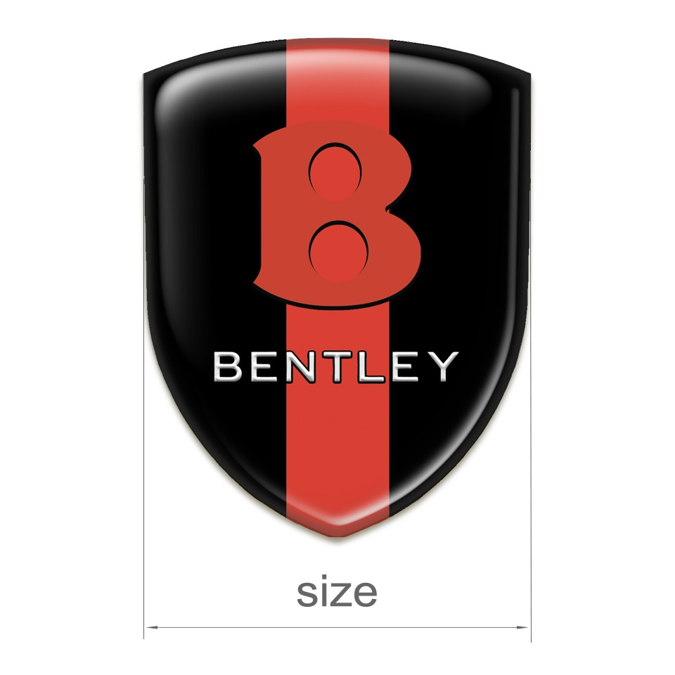 Bentley Emblem Exterior Black with Red Band Base Red Logo | Domed ...