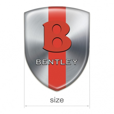 Bentley Self Adhesive Car logo Emblem Silver with Red Band Base Red Logo 
