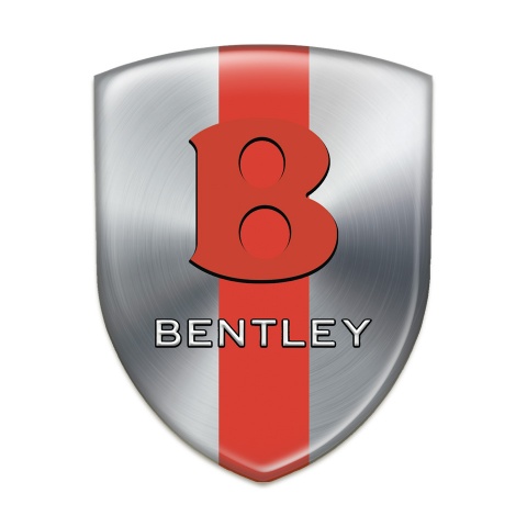 Bentley Self Adhesive Car logo Emblem Silver with Red Band Base Red Logo 