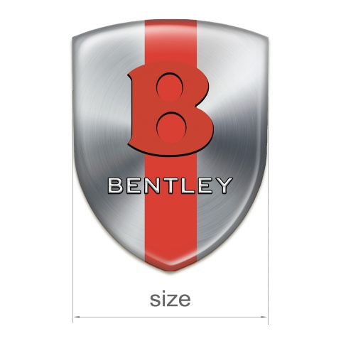 Bentley Self Adhesive Car logo Emblem Silver with Red Band Base Red Logo 