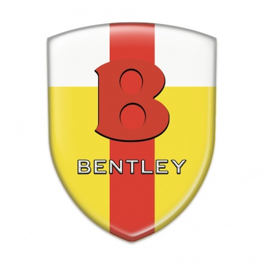 Bentley Silicone Car Decal Badge Yellow White with Red tape Base Red Logo style 