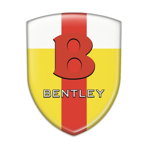 Bentley Silicone Car Decal Badge Yellow White with Red tape Base Red Logo style 