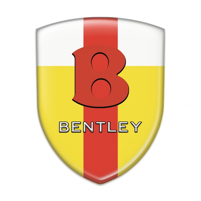 Bentley Silicone Car Decal Badge Yellow White with Red tape Base Red Logo style 
