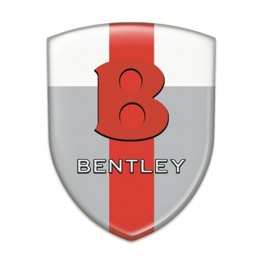 Bentley Silicone Badge Gray White with Red Tape Base Red Logo Style 