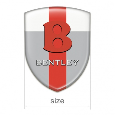 Bentley Silicone Badge Gray White with Red Tape Base Red Logo Style 