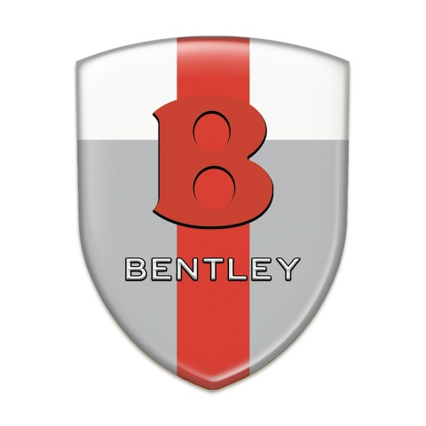 Bentley Silicone Badge Gray White with Red Tape Base Red Logo Style 