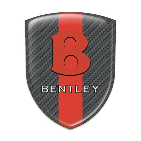 Bentley Auto Emblem Carbon with Red Tape Base Red Logo Style 