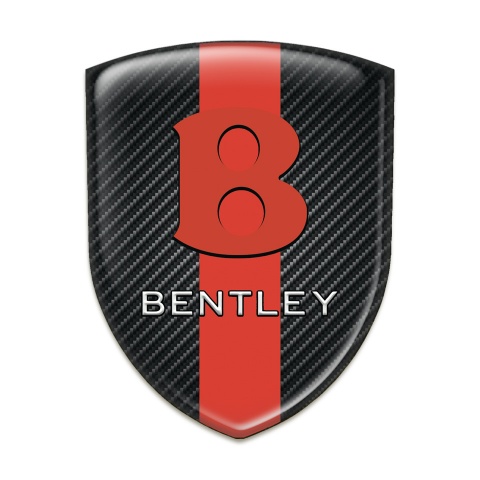 Bentley Logo Emblem Black Carbon with Red Band Base Red Logo Edition 