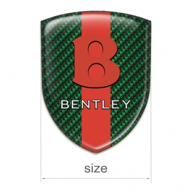 Bentley Self Adhesive Emblem Logo Green Carbon with Red Band Base Red Logo 