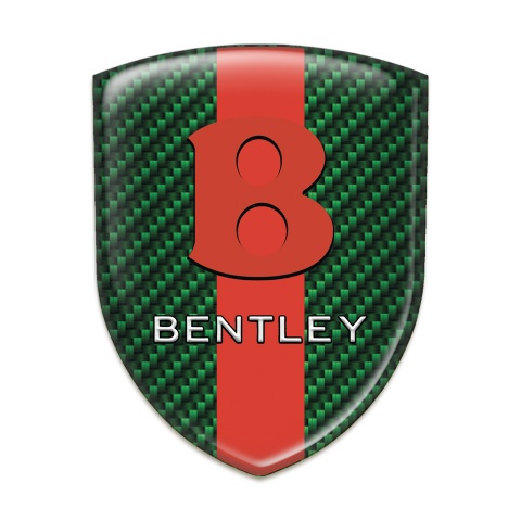 Bentley Self Adhesive Emblem Logo Green Carbon with Red Band Base Red Logo 