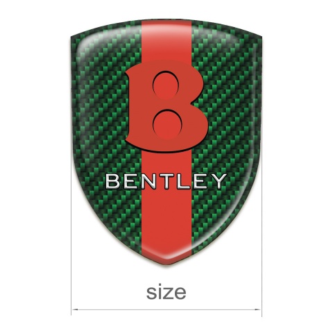 Bentley Self Adhesive Emblem Logo Green Carbon with Red Band Base Red Logo 