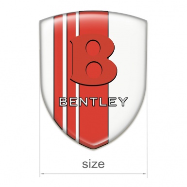 Bentley Self Adhesive Car logo Emblem White with Red Bands Edition 