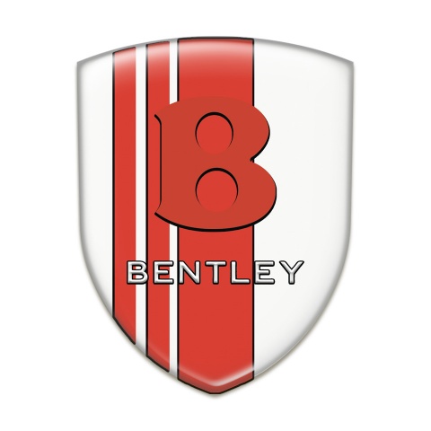 Bentley Self Adhesive Car logo Emblem White with Red Bands Edition 