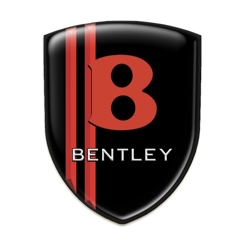 Bentley Emblem Badge Logo Black with Red Lines Base Red Logo 