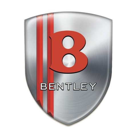 Bentley Tuning Emblem Silver with Red Lines Base Red Logo 