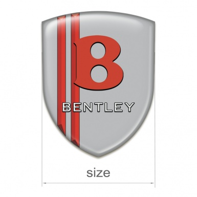 Bentley Self Adhesive Emblem Logo Gray with Red Lines base Red Logo 