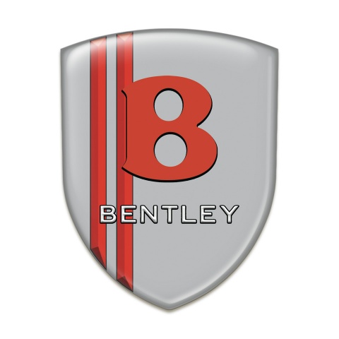 Bentley Self Adhesive Emblem Logo Gray with Red Lines base Red Logo 