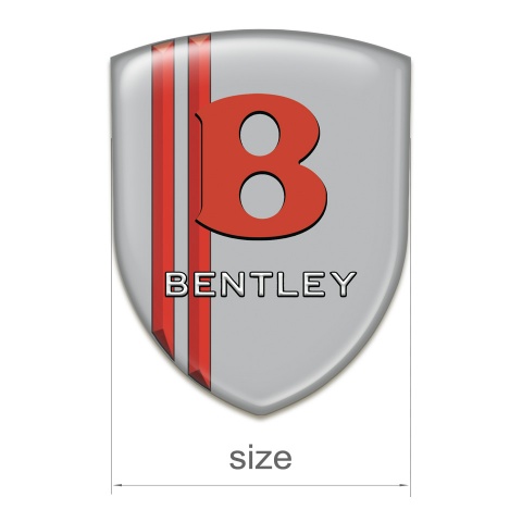 Bentley Self Adhesive Emblem Logo Gray with Red Lines base Red Logo 