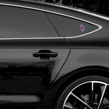 Bentley Domed Emblem Blue with Red Lines Base Red logo design 