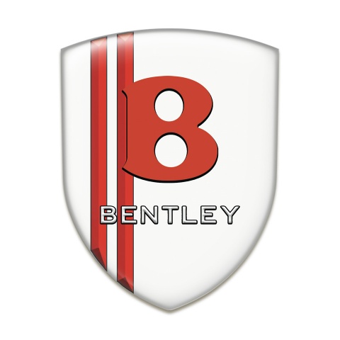 Bentley Car Accessories Badge White with Red Lines Base Red logo 