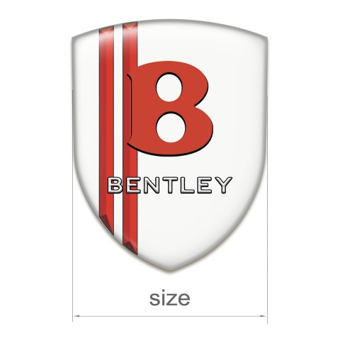 Bentley Car Accessories Badge White with Red Lines Base Red logo 
