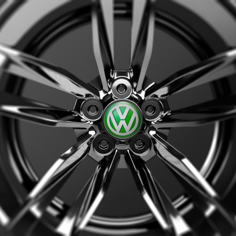 VW Volkswagen Domed Stickers Wheel Center Cap 3D Green