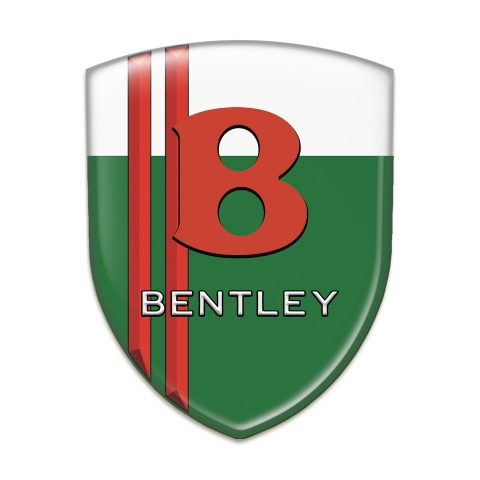 Bentley Self Adhesive Car logo Emblem Green White with Red Lines Base 