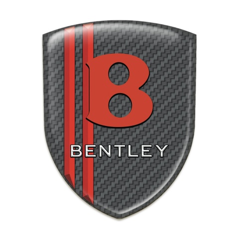 Bentley Emblem Badge Logo Carbon with Red Lines Base Red Logo 